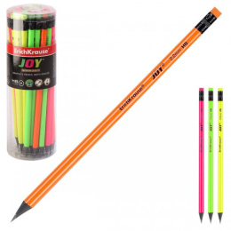 Карандаш чернографитный с ластиком ErichKrause Joy, пластиковый, круглый 43582