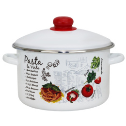 Кастрюля эмалированная Магн Паста 4,0л цилиндрическая с металл. крышкой Эмаль Магнитогорск 01-Б1614/4М