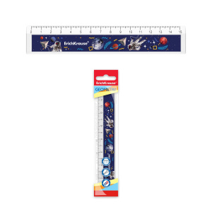 Линейка пластиковая 15см ErichKrause Cosmonaut, с выемкой 55429