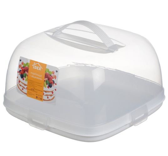 Тортница пластиковая квадратная с защелками 28х28х15см Idea М1121