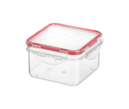Контейнер для СВЧ пластиковый 0,40л квадратный с зажимами Modena, прозрачный Homver 221110706/03