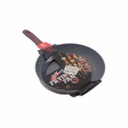 Сковорода алюминиевая литая с антиприг. мраморным покрытием Гранит d-28см без крышки с ручкой soft-touch Радужный Дом РД85615