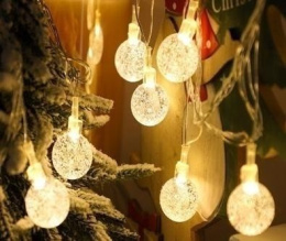 Гирлянда электрическая светодиодная нить  10 ламп 4м Шарики, прозрачная нить, свечение теплое желтое РД44662