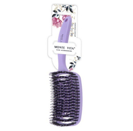 Расческа для волос Monte Vita массажная 24х7,5см, с натуральной щетиной, фиолетовая 457422