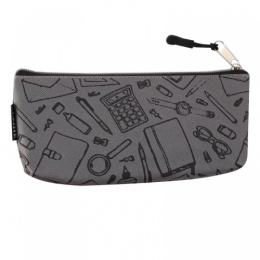 Пенал Devente треугольный School, серый, на молнии 7026064