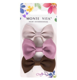 Заколки для волос Monte Vita набор  3шт. на зажиме с бантиком, ассорти, 7см 457096