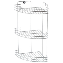 Полка угловая стальная хромированная 3 яруса крепление на шурупах CHR-372 19х19х40см Рыжий кот 310756