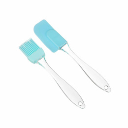 Набор кухонных принадлежностей силиконовый  2 предм. кисточка 18см + лопатка 18см, пластиковые ручки Радужный Дом РД 51257