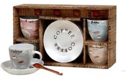 Набор чайный фарфоровый 12 предметов 180мл на 4 персоны Кофе мира, в п/у КерамСтрой RS097-2786J