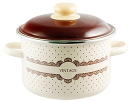 Кастрюля эмалированная Винтаж / Vintage 2,0л цилиндрическая с металл. крышкой Appetite 6RD161M