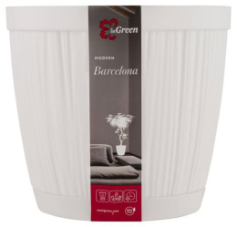 Горшок для цветов пластиковый Barcelona с поддоном 6,5л 24х24х21,2см белый InGreen IG623110006