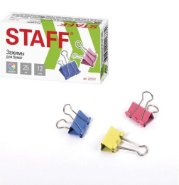 Зажим 25мм Staff цветные, на 100 листов 225157