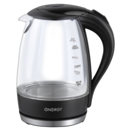 Чайник электрический 1,7л 1850-2200Вт, E-262, стеклянный,  диск, с подсветкой, черный Energy 153233