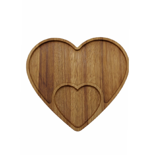 Менажница деревянная ясень 2 секции 280х250х20мм Два сердца ДомВуд Я230