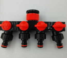 Распределитель для шлангов 4-х-канальный 3/4" с кранами, с внутренней резьбой, быстросъемный, пластиковый Aquapulse 1024