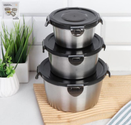 Набор салатников металлических 3шт. с крышками 350мл, 600мл, 900мл, в п/у SN-368/751368