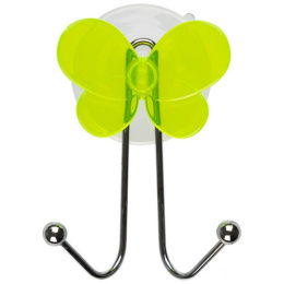 Крючок стальной хромированный + пластик двойной на присоске, Бабочка Рыжий кот W2065-1/311462