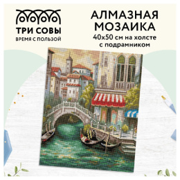 Алмазная мозаика на подрамнике 40х50см Венецианский канал Три совы АМП4050_47615