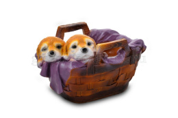 Зоокашпо декоративное гипсовое Щенки в корзине 30х18см ГусьДекорЛюкс 5КП9935
