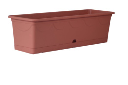 Ящик для цветов балконный (кашпо) пластиковый  61х19х17см Верона с поддоном 13л терракотовый Ар-Пласт 07033