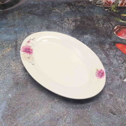 Блюдо фарфоровое овальное 300мм белое с узором Цветочная фантазия Радужный Дом РД85271