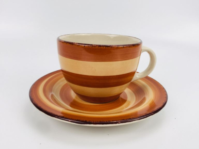 Чайная пара керамическая 220мл Аэрограф Карамель Elrington 139-23156