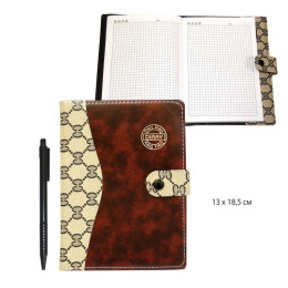 Книжка записная А6  49 листов, на кнопке, с ручкой Р-5836