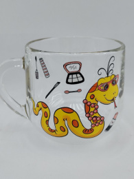 Кружка стеклянная 300мл Змейки, в ассортименте Gid Glass D2022/18