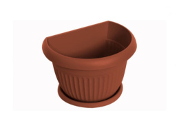 Кашпо пластиковое настенное Ливия с поддоном 5,5л d-26см h-18,6см, терракотовый Idea М3112
