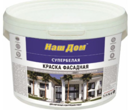 Краска водно-дисперсионная акриловая фасадная ВД-АК супербелая 25кг Наш Дом
