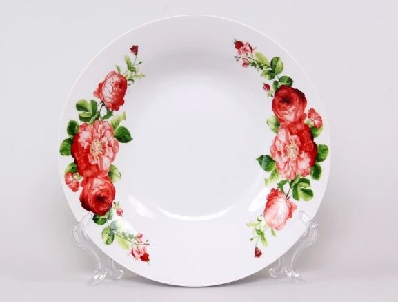 Тарелка фарфоровая глубокая 200мм/500мл Чайная роза 2 1029094