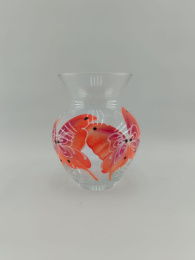 Ваза для цветов стеклянная кувшин h-14,4см d-12см роспись цветы, в п/у Красота стекла 97/81/1