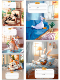 Тетрадь  12 листов клетка Мультяшные домашние животные 12-4280