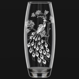 Ваза для цветов стеклянная бочонок h-26см Flora Павлин, в п/у Декостек 966-Г