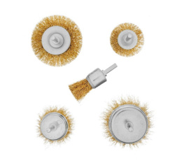 Крацовки для дрели набор 5шт. (плоские 50, 75мм и чашки 25, 50, 75мм), со шпильками Matrix 74492