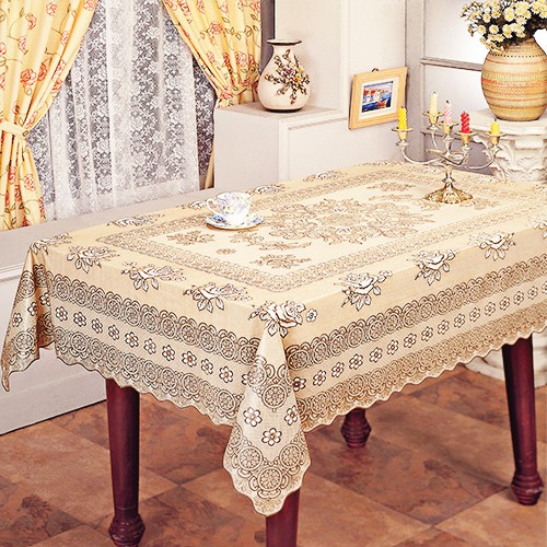 Скатерть виниловая прямоугольная 150х230см, бежевый Embossed С605