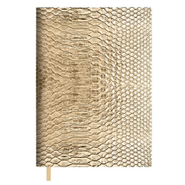 Ежедневник недатированный А6+ 160 листов Escalada Анаконда, кожзам, металлик золотая 68228/20