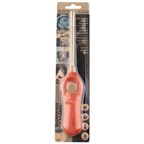 Зажигалка газовая GLF-002R, красный Ecos 157794