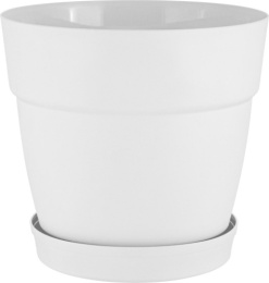 Горшок для цветов пластиковый Villa de Fiori с фиксируемым поддоном 48л d-46,5см на колесиках белоснежный жасмин InGreen IG660610048