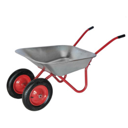 Тачка садовая 85л, 2-колесная усиленная с оцинкованным корытом и пневмоколесами WB6204W