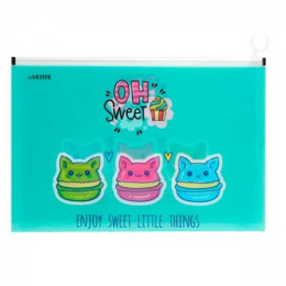 Папка-карман на молнии А4 Devente Oh sweet 180мкм, непрозрачная 3072951