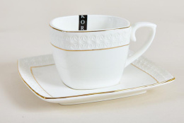 Кофейная пара керамическая квадратная  90мл Снежная королева Коралл CS507006-A