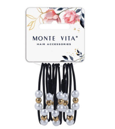 Резинки для волос Monte Vita набор   3шт. с жемчужинами 0,2х14см, черные 457053