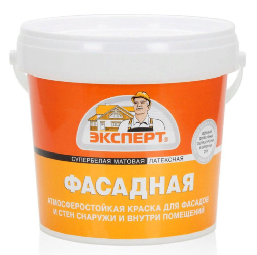 Краска водно-дисперсионная латексная фасадная супербелая матовая  1,3кг Эксперт