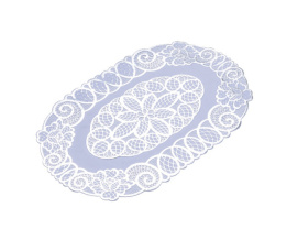 Салфетка виниловая овальная 30х46см Лейс, серебро Grace LO-1009B