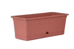 Ящик для цветов балконный (кашпо) пластиковый  46х19х17см Верона с поддоном 9,5л терракотовый Ар-Пласт 07032