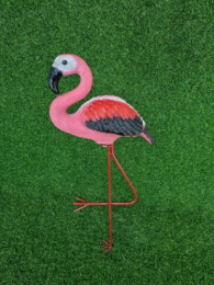 Фигурка садовая из полистоуна Фламинго на металлических ногах 13х30х73см ТулаСад 287
