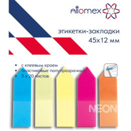 Этикет-закладки самоклеящиеся  5 цветов х  20 листов 45х12мм Attomex стрелки 2011700