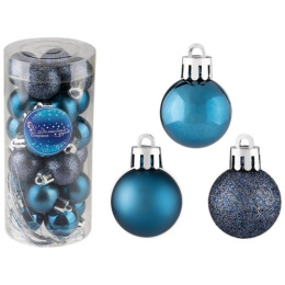 Елочные шары набор 24шт. 3см Синий, глянец/матовый/блеск Волшебная страна 007661