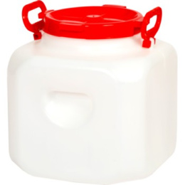 Бочка  30л пластиковая пищевая квадратная, горловина d-21,5см с навесными ручками Дачная белая Радиан